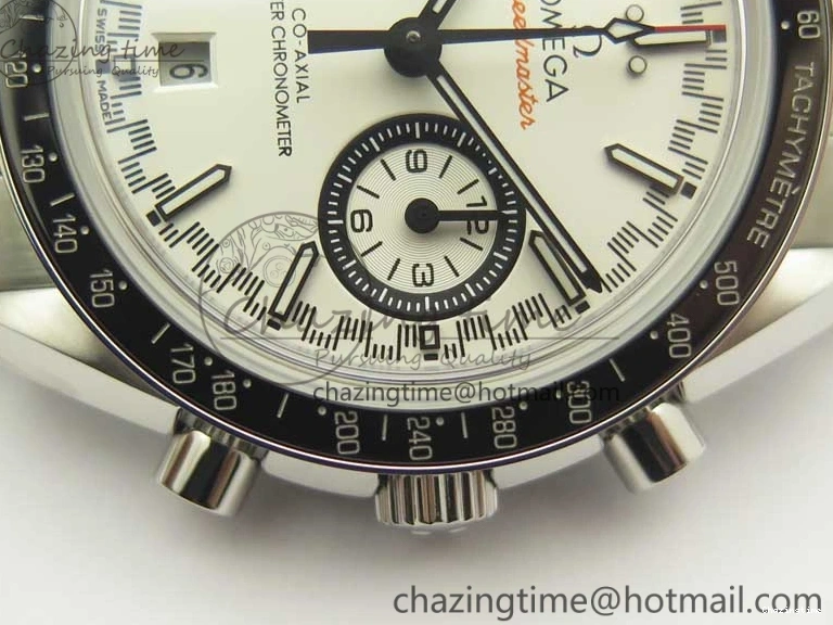 0203 UrbanChic Speedmaster Moonwatch OMF 1:1 Best Edition White Dial Black Hand on SS Bracelet A 8045